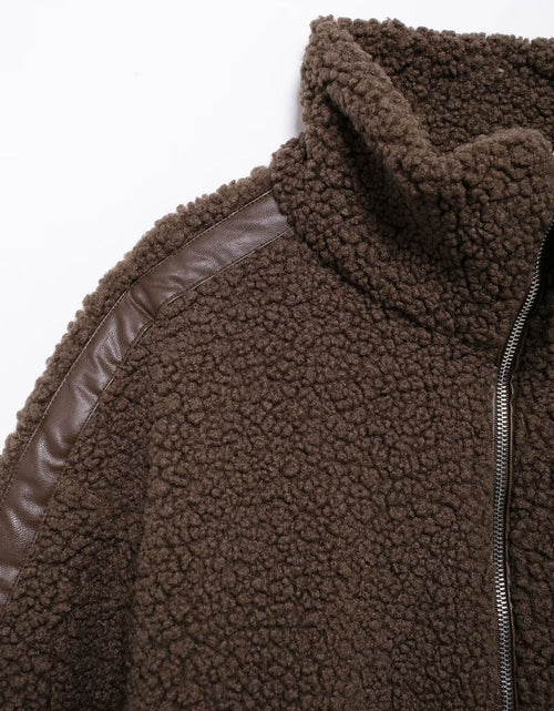 Load image into Gallery viewer, Zip Up Turtleneck Long Sleeve Plush Jacket
