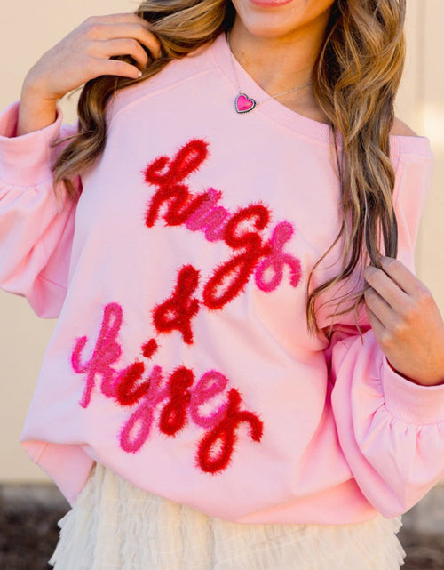 Load image into Gallery viewer, Valentine’s Day HUG AND KISSES Round Neck Sweatshirt

