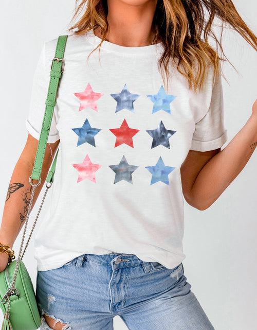 Load image into Gallery viewer, Star Round Neck Short Sleeve T-Shirt
