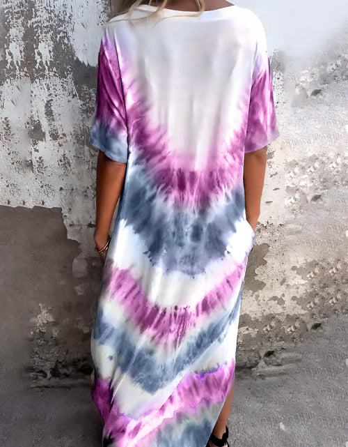 Load image into Gallery viewer, Full Size Pocketed Tie-Dye Short Sleeve Dress
