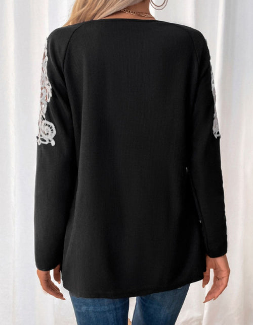 Load image into Gallery viewer, Perfee Lace Detail Quarter Zip Long Sleeve Top
