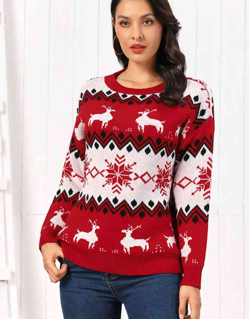 Load image into Gallery viewer, Reindeer Round Neck Sweater
