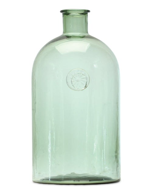 Load image into Gallery viewer, Sage Glass Bottle Neck Vase 12"H
