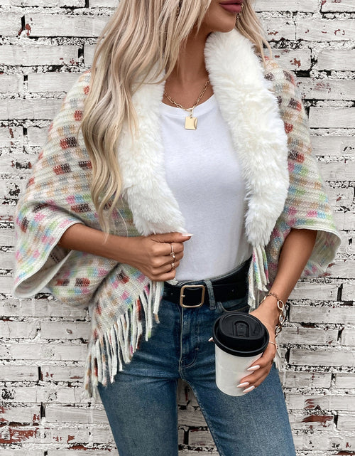 Load image into Gallery viewer, Fringe Fuzzy Open Front Poncho

