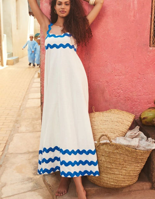 Load image into Gallery viewer, Contrast Trim Square Neck Wide Strap Dress
