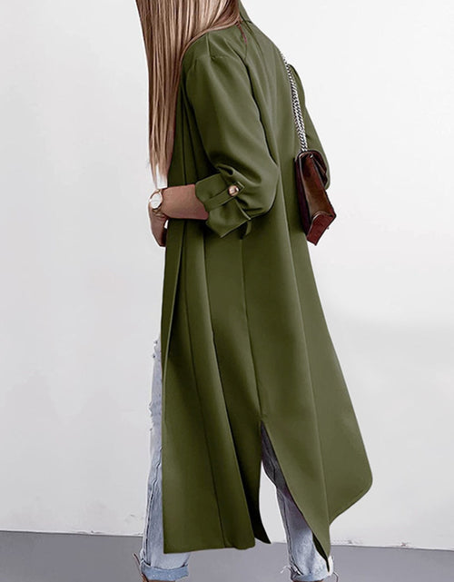 Load image into Gallery viewer, Slit Open Front Roll-Tab Sleeve Trench Coat
