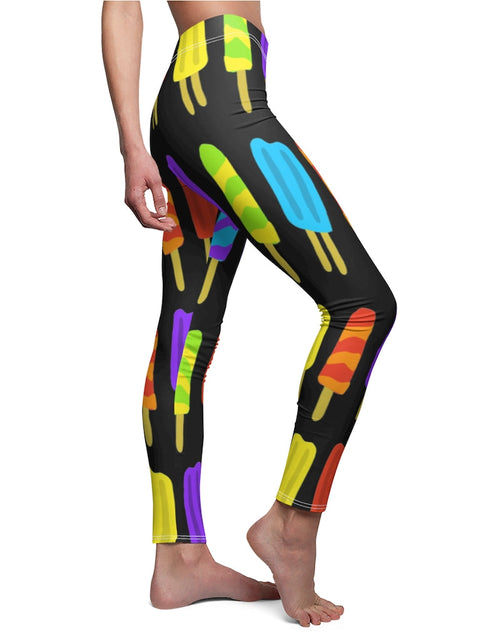 Load image into Gallery viewer, Popsicle Print Casual Leggings - Black by Tshirt Unlimited
