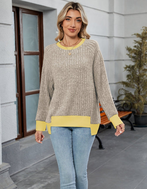 Load image into Gallery viewer, Contrast Trim Round Neck Long Sleeve T-Shirt
