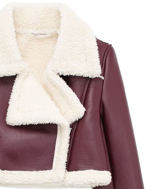 Load image into Gallery viewer, Collared Neck Long Sleeve Plush Cropped Jacket
