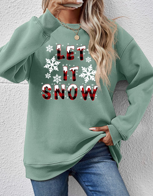 Load image into Gallery viewer, LET IT SNOW Round Neck Long Sleeve Sweatshirt
