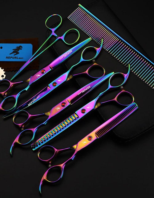 Load image into Gallery viewer, Electroplating Color 5 Pack Pet Grooming Scissors by Dog Hugs Cat
