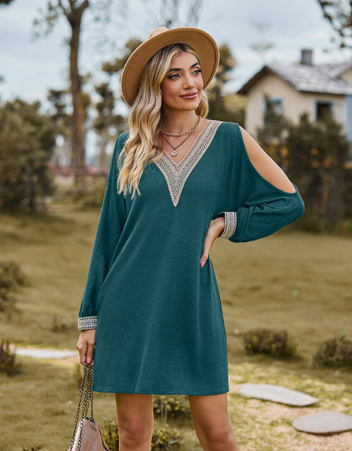 Load image into Gallery viewer, V-Neck Cutout Sleeve Mini Dress
