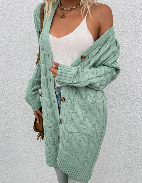 Load image into Gallery viewer, Cable-Knit Button Down Cardigan with Pockets
