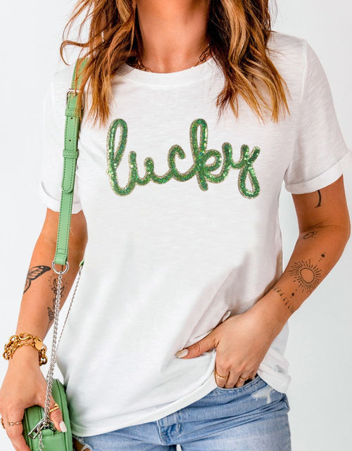 Load image into Gallery viewer, Sequined Lucky St.Patricks Day T-Shirt
