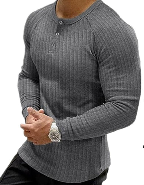 Load image into Gallery viewer, Men's Full Size Ribbed Round Neck Long Sleeve T-Shirt Plus Size
