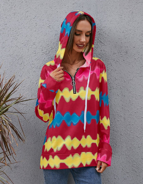 Load image into Gallery viewer, Contrast Quarter Zip Dropped Shoulder Hoodie
