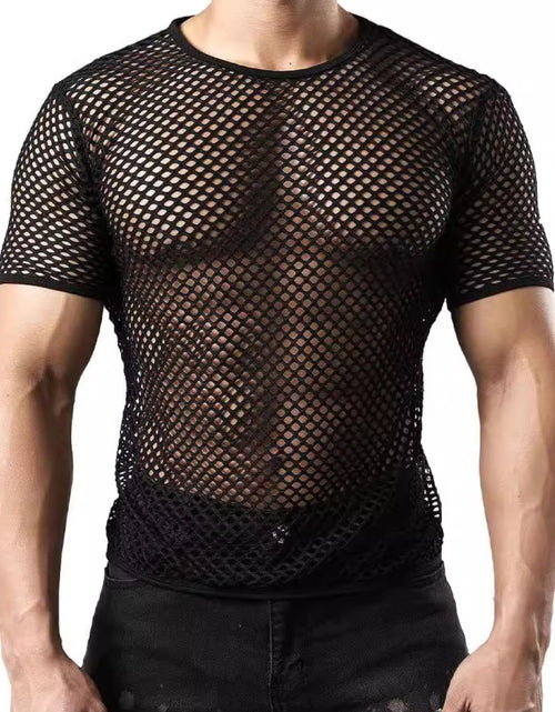 Load image into Gallery viewer, Men's Hollow Out Round Neck Short Sleeve Top
