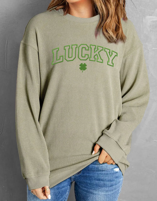 Load image into Gallery viewer, LUCKY Round Neck Dropped Shoulder Sweatshirt
