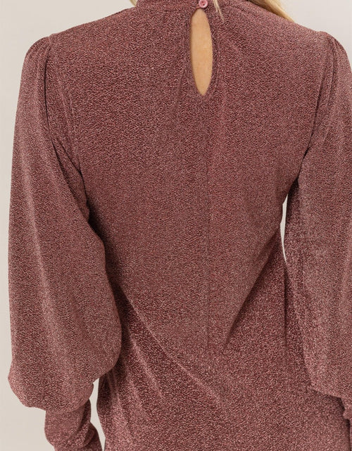 Load image into Gallery viewer, HYFVE Glitter Mock Neck Long Sleeve Mini Dress
