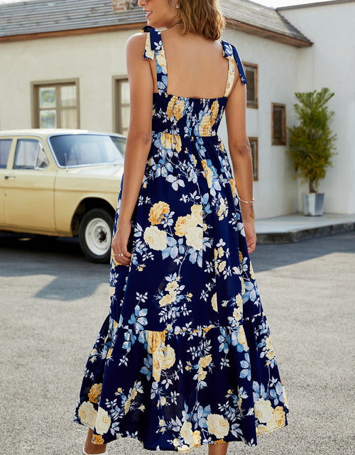 Load image into Gallery viewer, Floral Tie-Shoulder Sleeveless Dress
