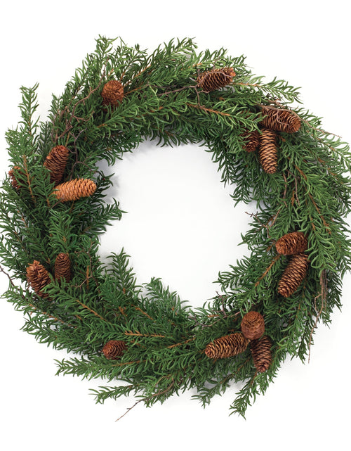Load image into Gallery viewer, Mixed Pine Cone Wreath 26"D
