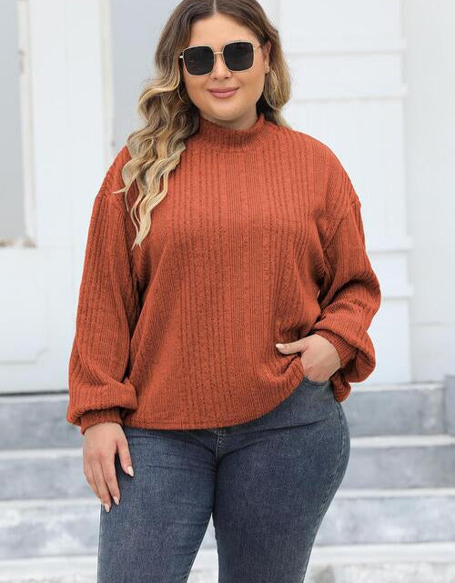 Load image into Gallery viewer, Plus Size Mock Neck Long Sleeve Knit Top
