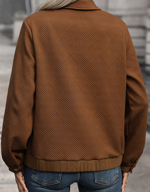 Load image into Gallery viewer, Perfee Textured Zip Up Collared Neck Jacket
