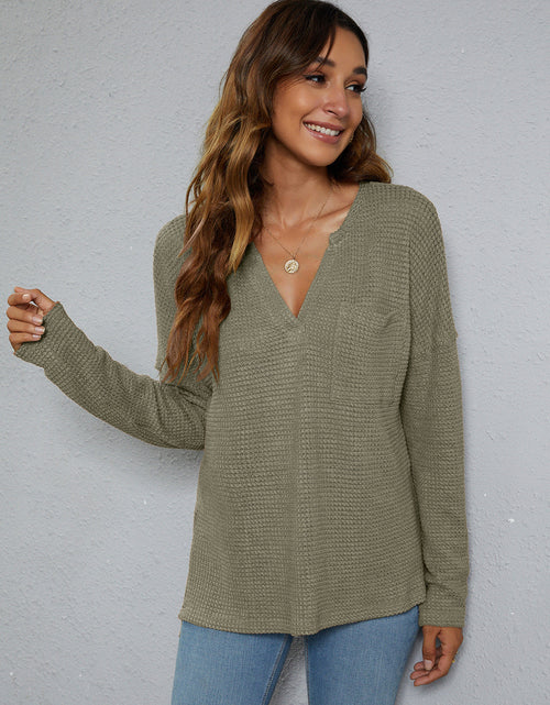 Load image into Gallery viewer, Dropped Shoulder High-Low Waffle-Knit Top
