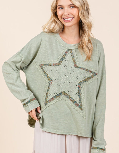 Load image into Gallery viewer, Mittoshop Mineral Wash Star Patch Long Sleeve T-Shirt

