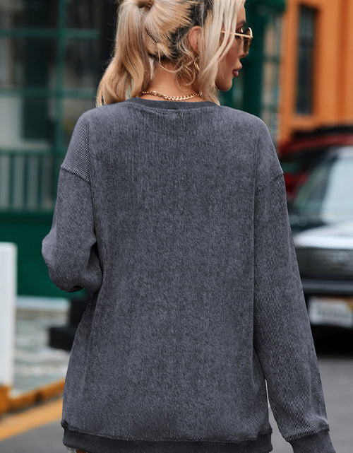 Load image into Gallery viewer, Valentine’s Day LOVE Round Neck Long Sleeve Sweatshirt
