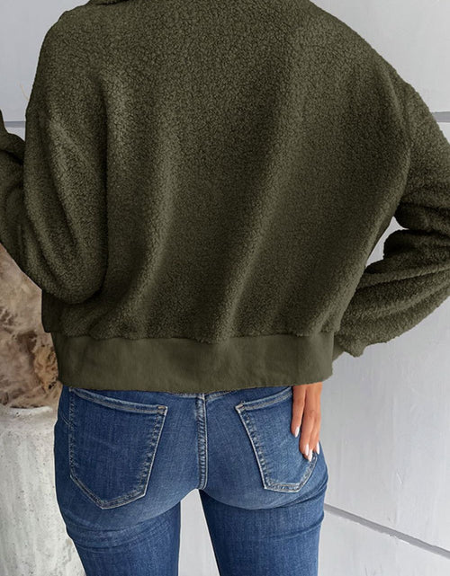 Load image into Gallery viewer, Perfee Zip-Up Sherpa Collared Neck Jacket with Pockets
