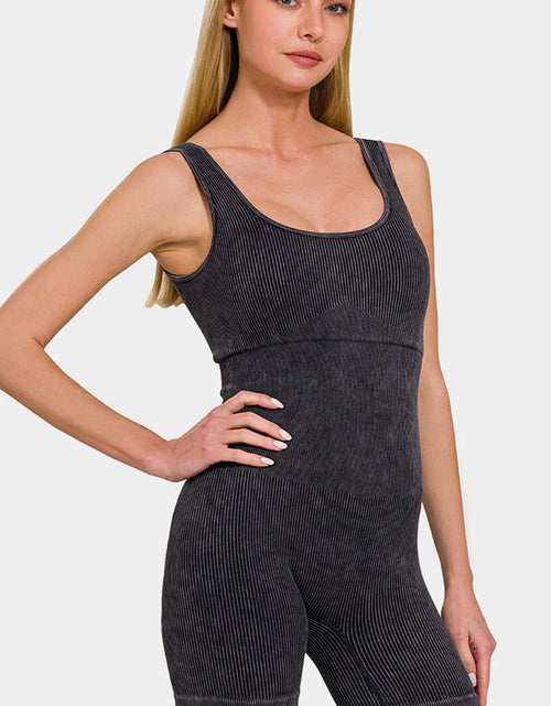 Load image into Gallery viewer, Zenana Washed Ribbed Romper with Pad
