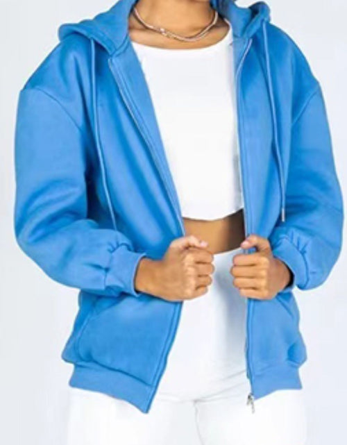 Load image into Gallery viewer, Zip-Up Drawstring Hoodie
