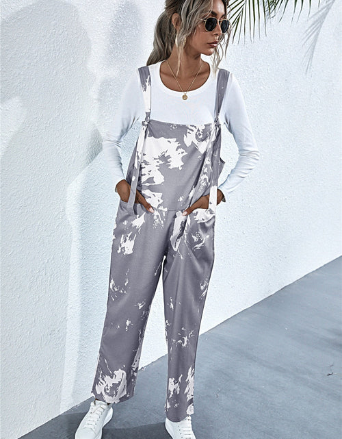 Load image into Gallery viewer, Pocketed Tie-Dye Wide Strap Overalls
