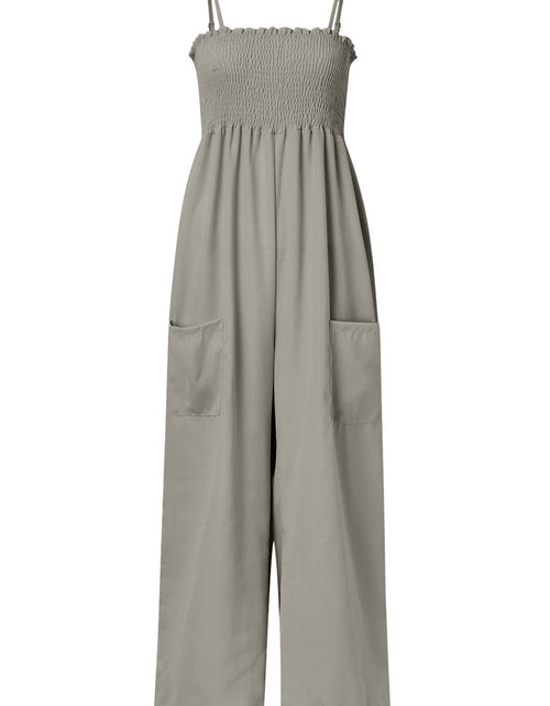 Load image into Gallery viewer, Smocked Spaghetti Strap Wide Leg Jumpsuit
