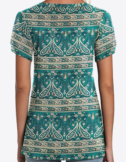 Load image into Gallery viewer, Printed Petal Sleeve V-Neck Blouse

