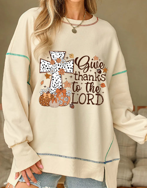 Load image into Gallery viewer, High-Low Contrast Stitching Round Neck Sweatshirt
