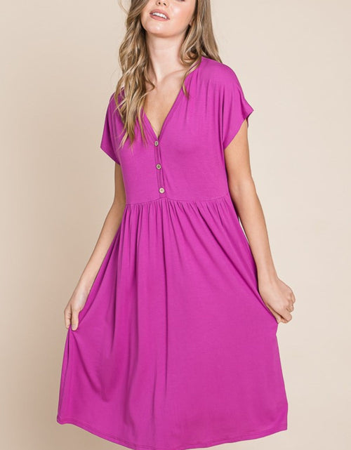 Load image into Gallery viewer, BOMBOM V-Neck Short Sleeve Dress
