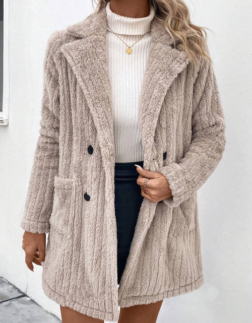 Load image into Gallery viewer, Fuzzy Button Up Long Sleeve Coat with Pockets
