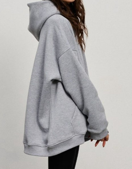 Load image into Gallery viewer, Pocketed Dropped Shoulder Long Sleeve Hoodie
