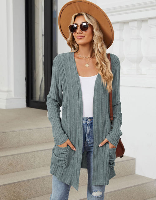 Load image into Gallery viewer, Pocketed Open Front Long Sleeve Cardigan
