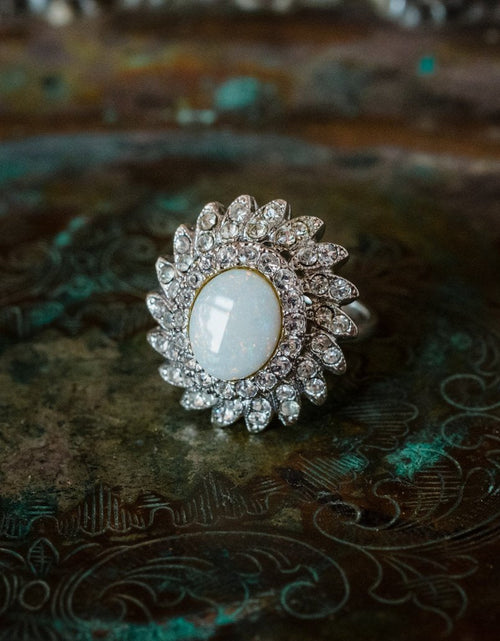 Load image into Gallery viewer, Vintage Jewelry Pinfire Opal Cocktail Ring in a 18k Gold Electroplated Setting Made in the USA by PVD Vintage Jewelry
