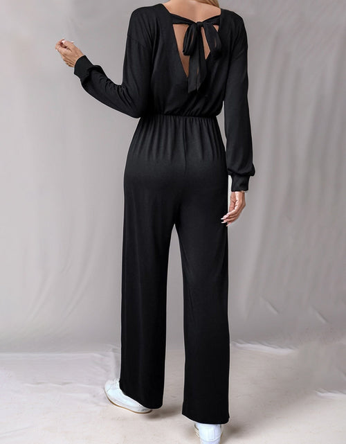 Load image into Gallery viewer, Tied Round Neck Wide Leg Jumpsuit
