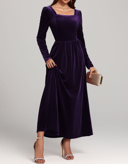 Load image into Gallery viewer, Velvet Square Neck Long Sleeve Dress
