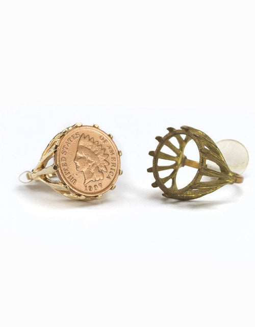 Load image into Gallery viewer, Vintage Ring Indian Head Penny Ring Antique 18k Gold Edwardian Style Handcrafted Coin Jewelry #R137 by PVD Vintage Jewelry
