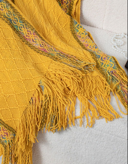 Load image into Gallery viewer, Fringe Half Sleeve Hooded Poncho
