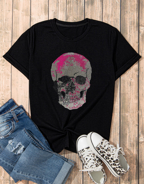 Load image into Gallery viewer, Skull Round Neck Short Sleeve T-Shirt
