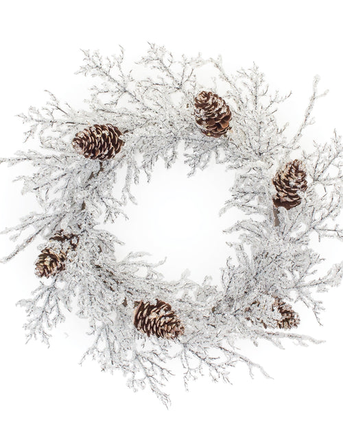 Load image into Gallery viewer, Iced Twig Pinecone Wreath 24"D
