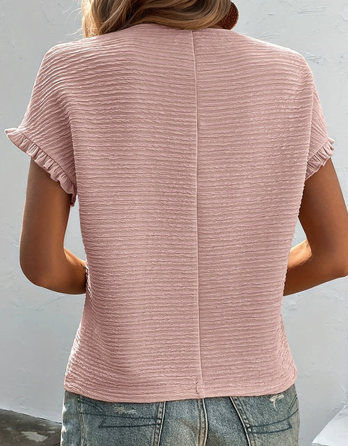Load image into Gallery viewer, Round Neck Frill Short Sleeve T-Shirt
