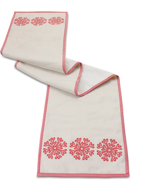 Load image into Gallery viewer, Embroidered Snowflake Table Runner 72"L
